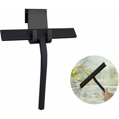 Raclette de douche en silicone, essuie-mains pour salle de bain, cuisine, miroir, fenêtre, nettoyage des vitres de voiture (noir) (1/5)