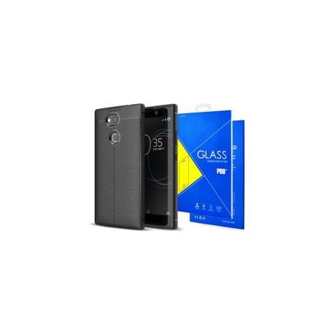 Custodia in pelle Alogy per Sony Xperia L2 nera + vetro (1/5)