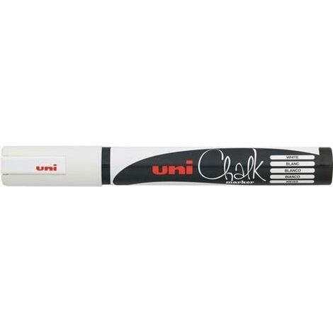 Mitsubishi, Uni-Ball, pennarello a gesso liquido PWE-5M, punta tonda, 1.8 punta rotonda Bullet Nib (1.8-2.5mm) bianco (1/3)