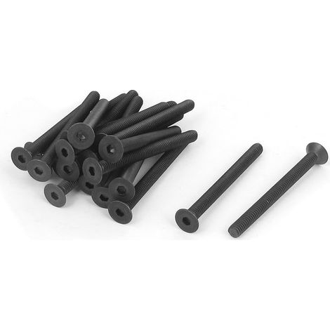 20pcs Vis à Tête Fraisée Plate à Six Pans Creux Vis à Douille Hexagonale Boulon M4 x 45mm Métrique tête Noir (1/2)