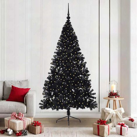 vidaXL Artificial Pre-lit Christmas Tree Black 210 cm PVC (1/5)
