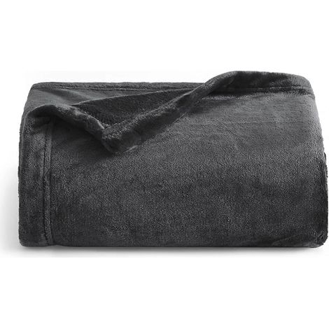 Plaid polaire pour canapé - Couverture polyvalente, douce et moelleuse, gris foncé, 130 x 151 cm (1/5)