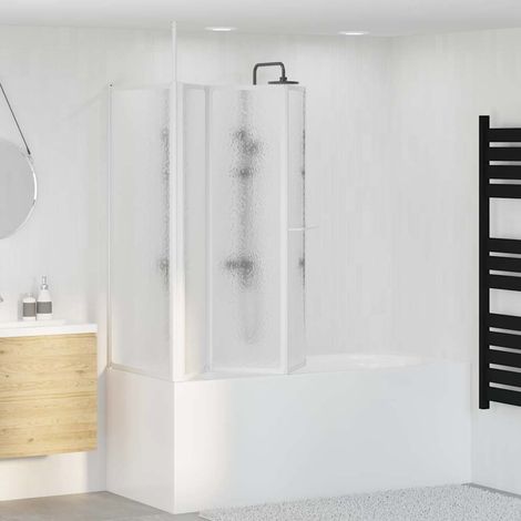 Mampara de ducha de pared en forma L 4 paneles plegables 70x120x137 cm (1/5)
