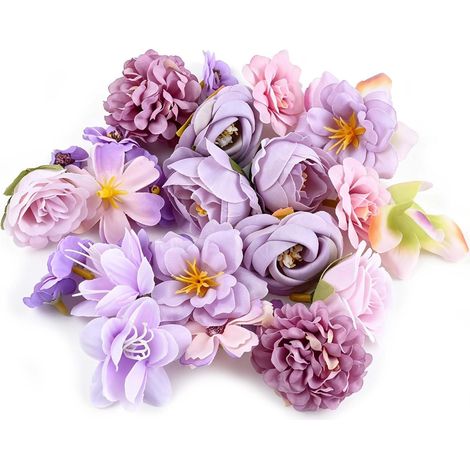 26 Fleurs Artificielles Violettes en Soie pour Décoration Mariage (1/5)