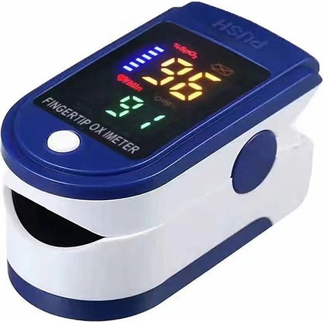 Oxymètre de Doigt Professionnel, Oxymètre de Pouls Électronique Numérique avec Moniteur de Fréquence Cardiaque-Saturomètre Capteur d'Oxygène-Ecran LED-Étui/Lanière inclus-Blanc et Bleu (1/4)