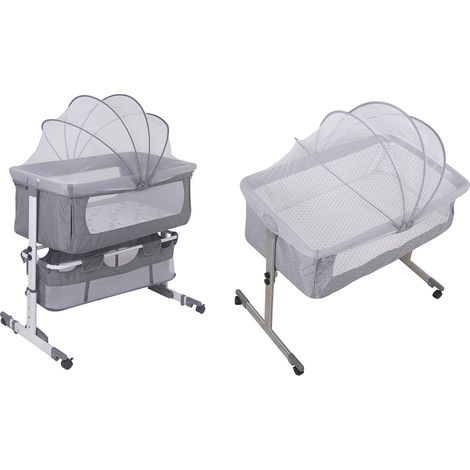 Culla Inclinazione e altezza regolabile con letto laterale Lettino , Culla portatile, Con zanzariere e ruote (1/5)