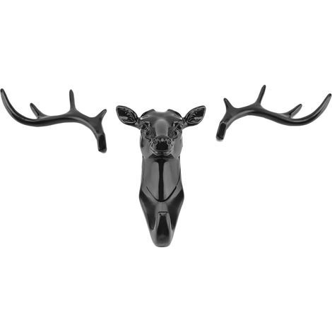 Animal deer head hook hanger shelf bracket wall mount for home decoration (black) (1/5)