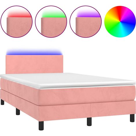 Maison Exclusive - Letto a Molle con Materasso e LED Rosa 120x200 cm in Velluto (1/5)
