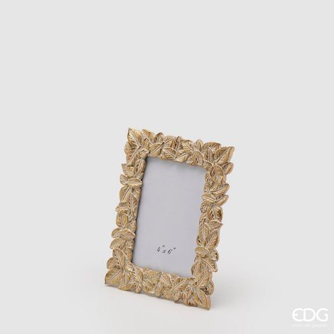 EDG Enzo De Gasperi Portafoto Natale Foglie-Mix 20 x 16 Cm Gold (1/3)