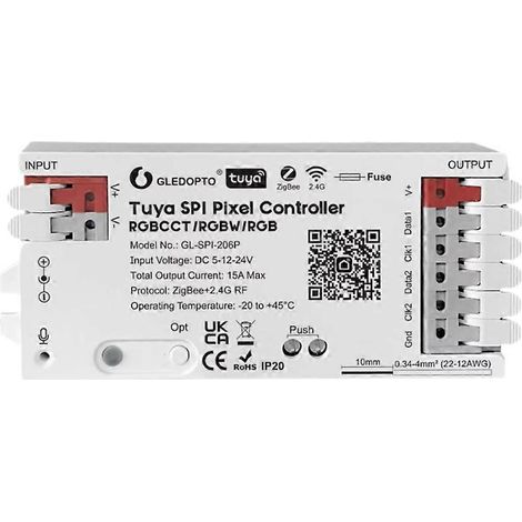 Contrôleur LED GLEDOPTO Tuya SPI Pixel RGBCCT RGBW RGB Synchronisation dynamique de la lumière pour une vie connectée, Google Assistant, Alexa WiFi-206W (1/5)