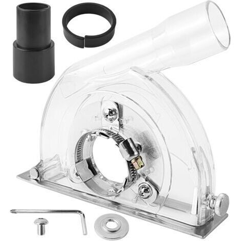 Carter Aspiration Meuleuse 125 mm/100 mm/150 mm avec Clé Hexagonale et Rondelles, Capot de Meuleuse D'angle avec Fentes de Guidage pour Disques à Tronçonner de 90 mm, 115 mm et 125 mm