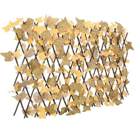 Treillis artificiel extensible brise-vue jardin en bois et PVC orange - Lot de 5 (1/5)