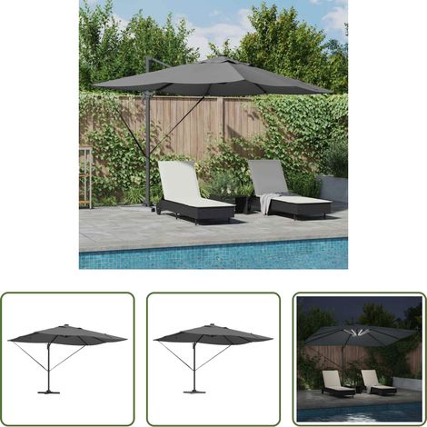 vidaXL Terrassen-Sonnen-Schirm -  Sonnenschirm mit LED-Lichtleisten Anthrazit 352 x 251 x 265 cm