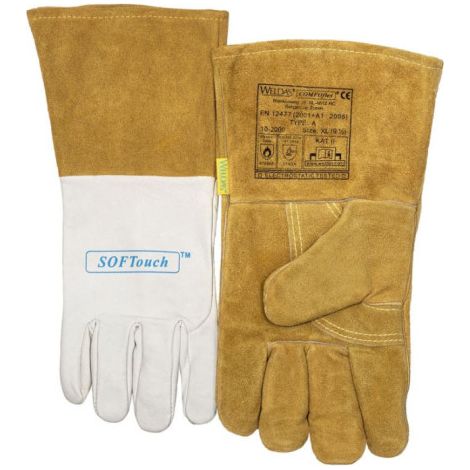 Guante para soldadura combinado XL: Mano izquierda 10-2000 y mano derecha 10-1009 WELDAS (1/2)