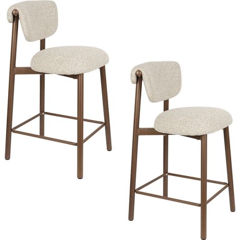 Tabouret design, Tabouret de bar Lee tissu et structure bois foncé Beige en Fabric, BOITE A DESIGN (1/5)