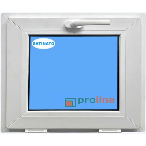 Finestra in PVC L600 mm x H500 mm Bianco, A Vasistas Vetro Satinato (1/4)