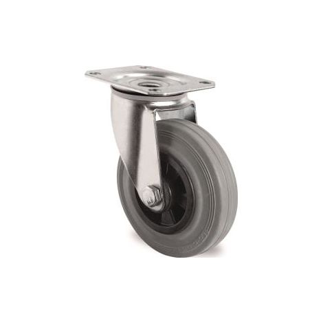 Rueda  giratoria  D.160mm  Cap.135kg  con  placa  PP  rodamiento  de  rodillos  VG  gris  TECWERK (1/2)