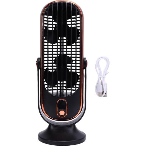 Ortviai Ventilateur de bureau sur pied 5 vitesses, moteur sans balais, rechargeable USB, batterie intégrée, noir (1/5)