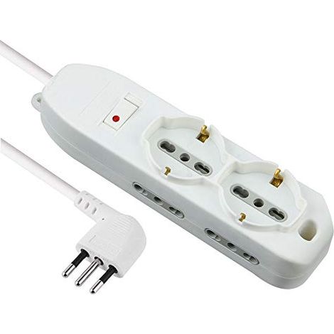 MULTIPRESA CON INTERRUTTORE 2 Schuko + 4 Bival.10/16A - 62047 2 Schuko + 4 Bival.10/16A - 62047