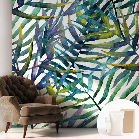 Papier peint intissé mural avec imprimé pour décoration pour salon pour chambre à coucher pour entrée Végétation exotique 250x250 cm (1/5)