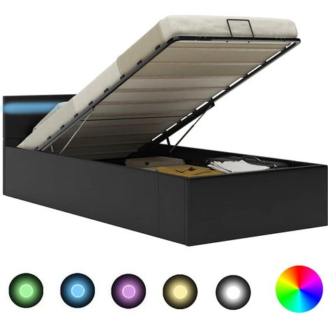 vidaXL Giroletto Contenitore Idraulico LED Nero Similpelle 90x200 cm (1/5)