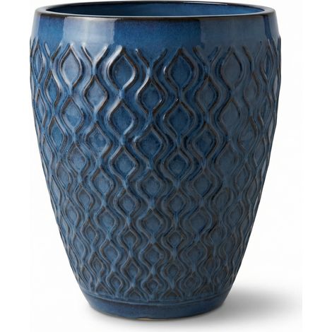 Provencelia Pflanzkübel Phenix Ø41 cm Höhe 55 cm frostbeständig, keramisch, handgefertigt, Antikblau