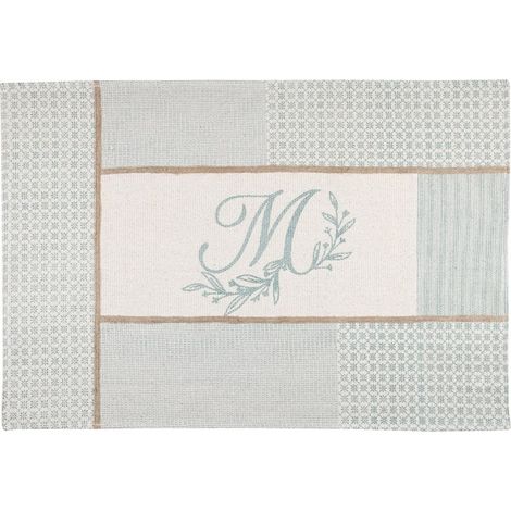 Tapis 60x90 cm Constance azur coton (1/4)