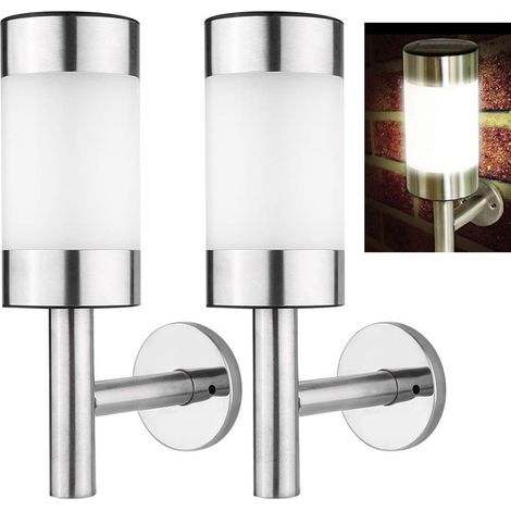 LED Solar Wall Light, 2 Pcs Stainless Steel LED Solar Wall Light Outdoor Garden Courtyard Induction Light Front Door Fence Access Garage Yard Lighting (1/5)