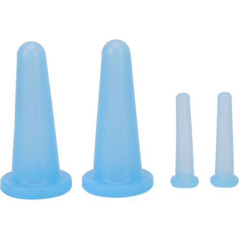 4-teiliges Silikon-Massage-Saugset für Gesicht und Körper, Anti-Cellulite-Behandlung für zu Hause, Blau (1/5)