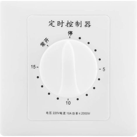 Interruttore temporizzato intelligente, timer meccanico multifunzionale con conto alla rovescia per pompa dell'acqua 220 V per il controllo di acqua, ventilatore, scaldabagno, lampada (15 minuti).