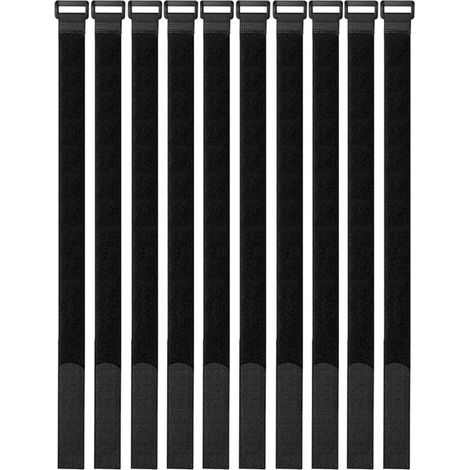 10 Pièces 2.5cmx60cm Noir, Attache Cable Management Réutilisable, Serre Cable Autocollant Double Face pour Rangement Accessoire Bureau et Fixation (1/5)