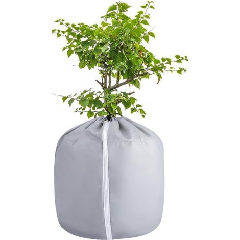 Housse de Protection pour Plantes d'Hiver 45x50 CM en Tissu Oxford Gris avec Cordon de Serrage et Fermeture Éclair (1/4)
