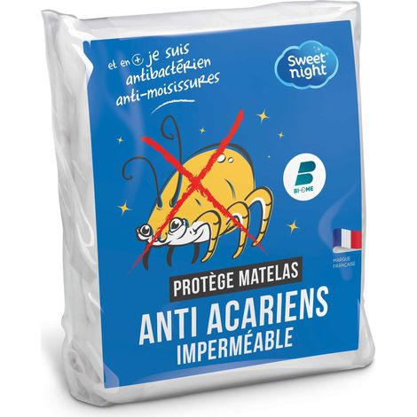 Sweet Night – Protège-matelas imperméable 90x200 cm – Alèse anti-acariens en bouclette éponge coton – Silencieux et respirant