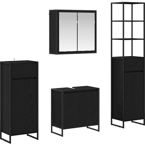 Maison Exclusive - Badezimmermöbel-Set mit Tür Schwarz Eichen-Opt