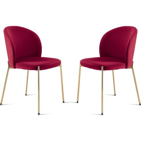 Sedia in velluto Rosso con struttura in metallo Oro MEGAN 2 sedie (1/5)