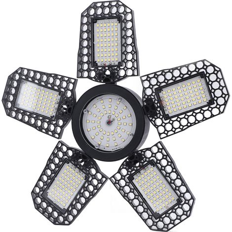 Lampes LED garage ultra lumineuses 2994 lm 6000K-3000K éclairage atelier 6 panneaux orientables base E27 facile à visser pour cave bureau (1/5)