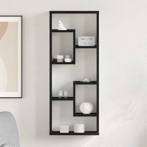 Wandregal Schwarze Eiche 36 x 16 x 90 cm Holzwerkstoff