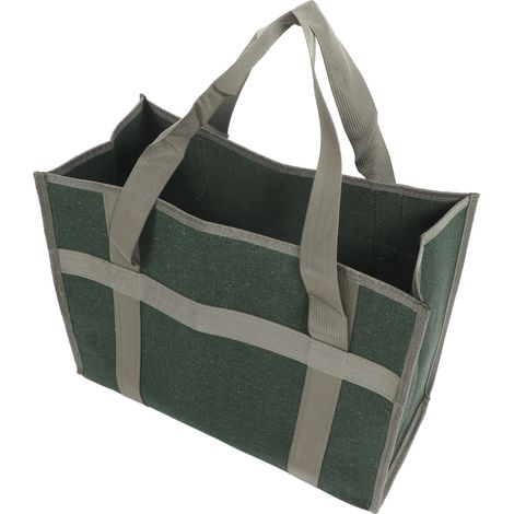 Große, olivgrüne, wasserabweisende Werkzeugtasche aus Canvas mit breiter Öffnung, Aufbewahrungstasche für Elektriker, 43 x 32 x 21 cm (1/5)