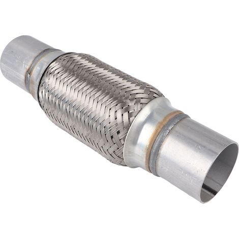 Tuyau d'échappement auto 50 x 250mm inox flexible tressé, sans soudure, résistant vibrations et bruit, durite souple (1/5)