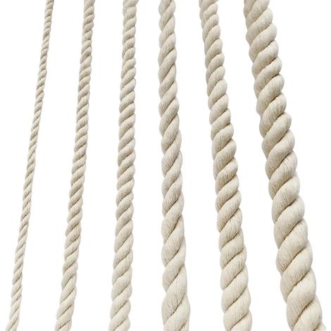 Corde en coton épaisse, corde blanche, corde en nœud, corde souple, corde pour clôture, pour jardin, kit de suspension pour plantes en macramé 30 mm (5 m) (1/5)