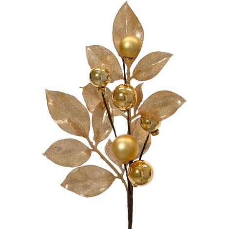 Ramo decorativo glitter altezza 36 cm oro chiaro Peraga Christmas