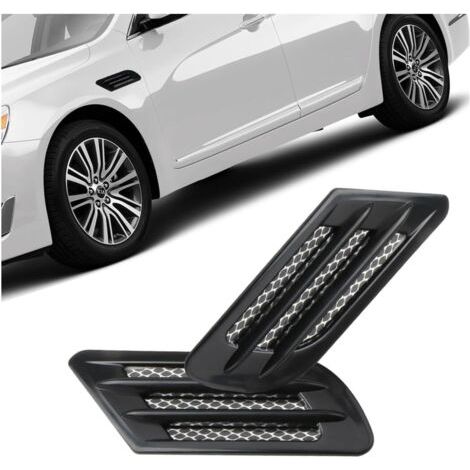 2 pezzi di adesivi per griglia di ventilazione laterale dell'auto, copertura per foro della griglia di aspirazione dell'aria, rete adesiva decorativa universale per fiancate dell'auto (nero) (1/5)