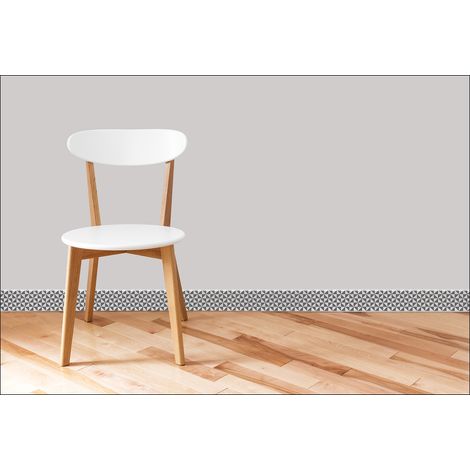 Adhésif Décoratif Autocollant Carré Noir et Blanc x3, 10x60cm, Effet Trompe l'Oeil pour Plinthe - Décorez Votre Maison Facilement (1/3)