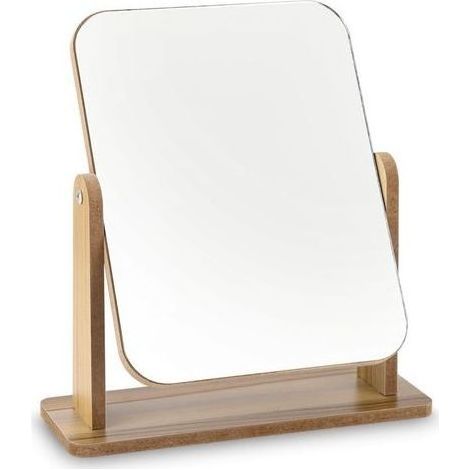 Miroir de Bureau en Bois Petit Miroir sur Pied 25 X 22CM Miroir de Table Rotatif à 360 Degrés Miroir a Poser Haut Miroir avec Support Détachable, Convient pour la Chambre, la Salle de Bain, Le Bureau (1/5)