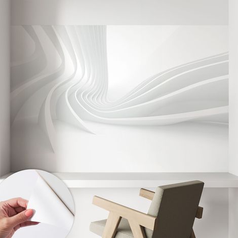 Tapete adhésive moderne pour salon et chambre à coucher Décoration rapide avec colle Lignes fluides 104x70 cm (1/5)