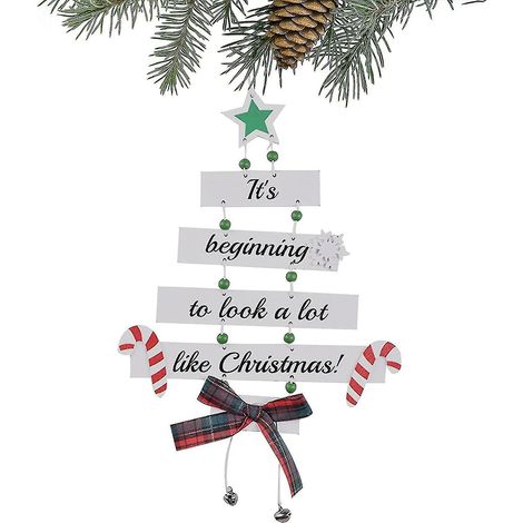 Décorations de Noël, ornements en bois, lettres décoratives amusantes en forme de sapin de Noël, Ch (1/5)