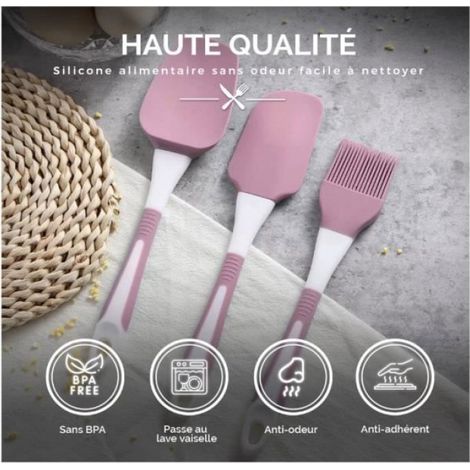 Spatule En Silicone - Résistant Jusqu'à 230 °C - Pour Crêpes Et Pâtisserie - Kit 2 Pièces - Couleurs Pastel (1/4)