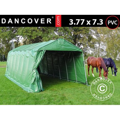 Livestock shelter 3.77x7.3x3.18 m, PVC, Green - Dancover
