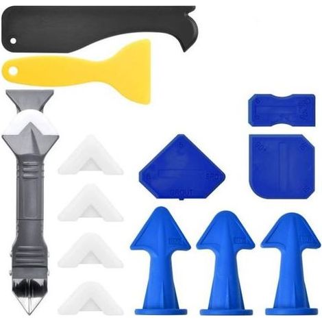 Silicone Grattage à joint Kit d'outils de calfeutrage en silicone pour enlever le calfeutrage Buse d'étalement Applicateur de mastic et outils de finition (1/5)