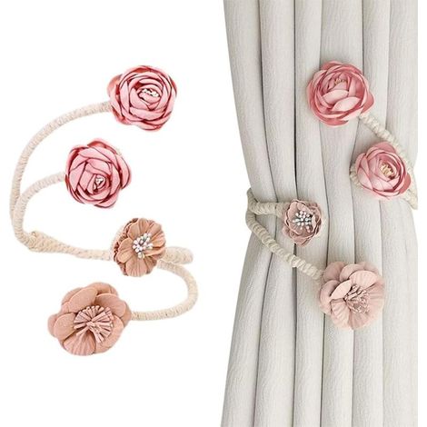 Boucle de rideau avec fleur de rose – Embrasses décoratives élégantes pour salon et chambre à coucher (1/4)